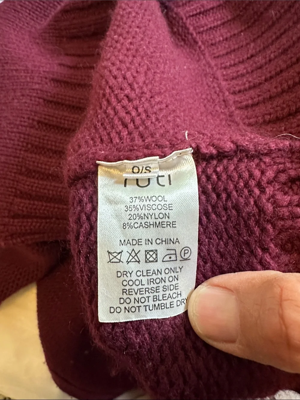 Women's Ruti Turtleneck Poncho Sweater - Burgundy O/S